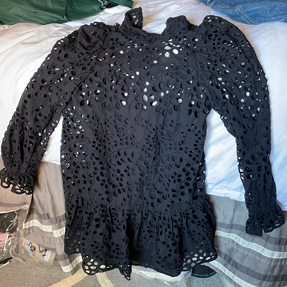 H&M black eyelet dress NWT, xs, with liner